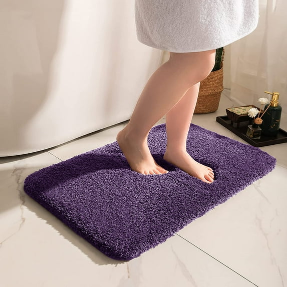 Large Bathroom Rug Non Slip Shower Mat, 24" x 60" Microfiber Thick Plush Water Absorbent Bath Mat for Bedroom, Tub and Shower,Purple