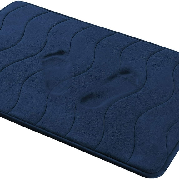 Large Bathroom Rugs Non Slip, Memory Foam Bath Mat, PVC Dot Bottom Quick Dry Bath Rug Runner, Absorbent Shower Mat for Bathroom Floor Tub, 24 x 36 Inch, Navy