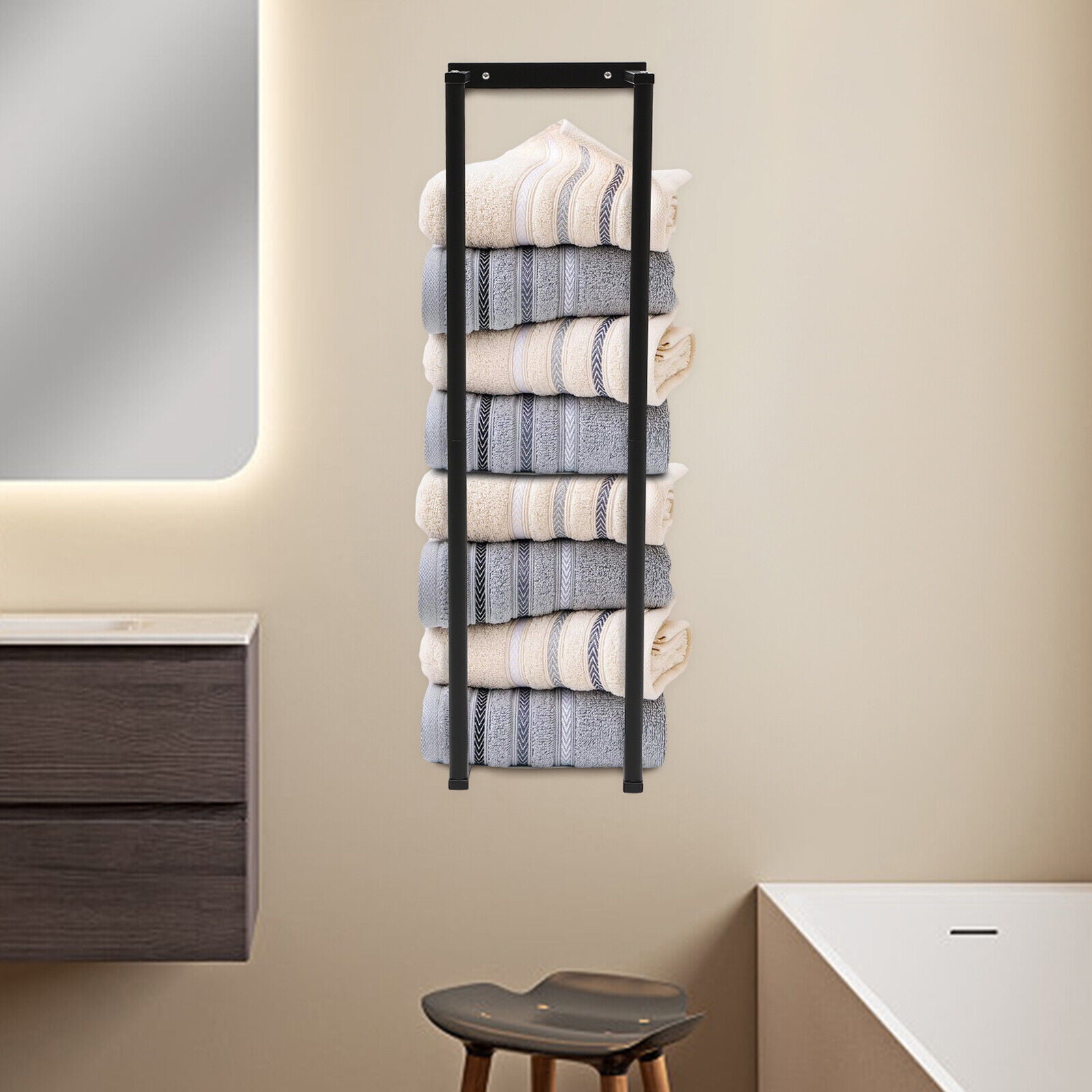 Large Bathroom Towel Rack Stand, Stainless Steel Vertical Wall Mounted ...