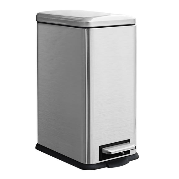 Large Bathroom Trash Can, 16.7L/ 4.4 Gallon Trash Can with Removable Wastebasket, Hand Free Garbage Can with Soft close Lid, Stainless Steel Skinny Trash Bin for Bedroom, Home Office, Silver