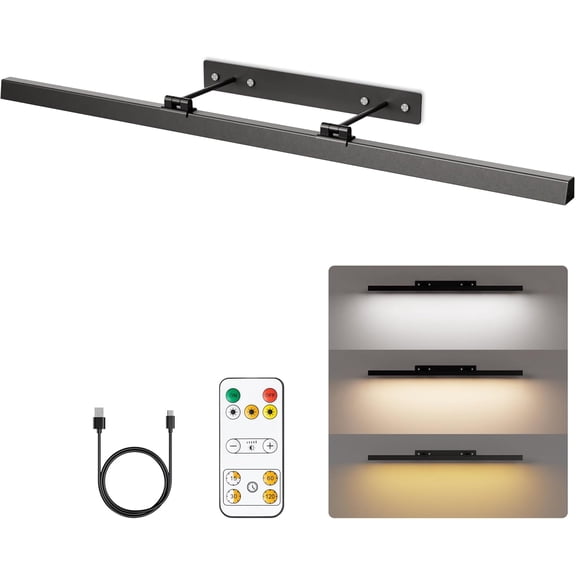 Large Battery Operated Wireless Picture LightRechargeable 39.4inch Painting Display Light,Remote Control Wall Lights with Three Modes and Timing for Art Frame