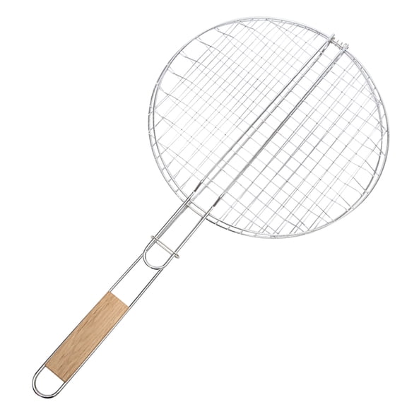 Large Bbq Grill | Portable Grilling Stainless Steel | Long Handle Grids & Grates For Grilling Fish Vegetables Chicken Steaks Meat (Large Round Gr Barbecue Clips