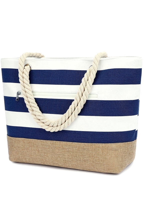 Large Beach Bag for Women, Waterproof Travel Tote Bag with Lunch/Wet Pocket for Weekender, Sandproof, Zipper Closure