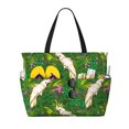 thumbnail image 1 of Large Beach Bags Water-resistant Sandproof - Cute Cartoon Cockatoo Parrot White Cute Beach Tote Bags for Women with Zipper, 1 of 1