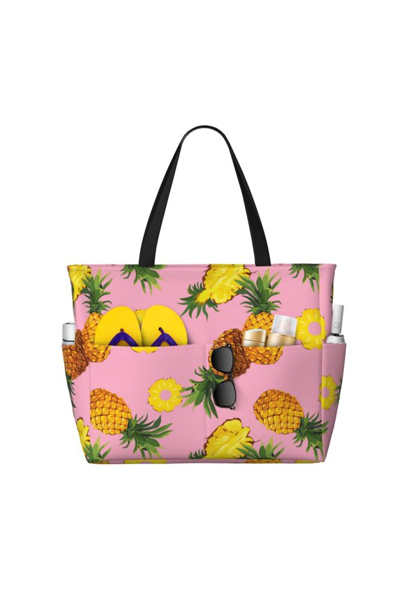 Large Beach Bags Water-resistant Sandproof - Cute Pineapple Fragrant Cute Beach Tote Bags for Women with Zipper