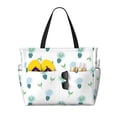 thumbnail image 1 of Large Beach Bags Water-resistant Sandproof - Light Bulb Pattern leaf Cute Beach Tote Bags for Women with Zipper, 1 of 6