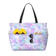 thumbnail image 1 of Large Beach Bags Water-resistant Sandproof - Rainbow Scales Cute Beach Tote Bags for Women with Zipper, 1 of 6