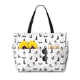 thumbnail image 1 of Large Beach Bags Water-resistant Sandproof - Yoga dogs funny Boston terrier Cute Beach Tote Bags for Women with Zipper, 1 of 6