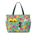 thumbnail image 1 of Large Beach Bags Water-resistant Sandproof - grapefruit leaves_B Cute Beach Tote Bags for Women with Zipper, 1 of 6