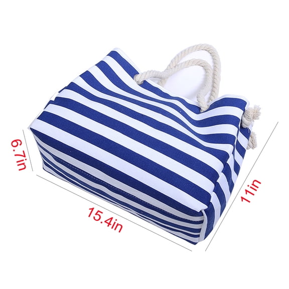 Large Beach Tote Bag Waterproof Sandproof with Zipper Stripe Reusable Grocery Shoulder Bag Beach Bag and Pool Bag