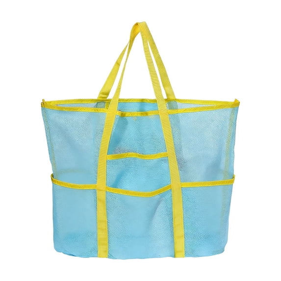 Large Beach Tote Bag with Mesh Storage, Waterproof Nylon & Spandex, Spacious Handmade Toiletry Organizer for Travel, Shopping & Leisure