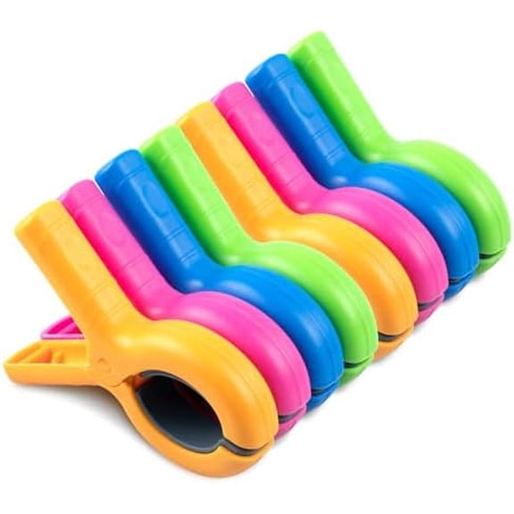Large Beach Towel Clips for Beach Chairs, 8 Pcs Towel Holder for Beach Chair Pool Chair on Cruise, Jumbo Size Heavy Duty Clothes Pins, Beach Chair Clips to Beach Accessories Must Haves, 4 Colors