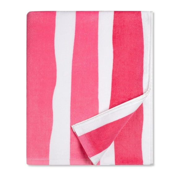 Large Beach Towel Oversized- Cotton Velour 35 x 70 Inch Anchor Striped Terry Pool Towel, Soft Swimming Towel for Adults Women Men (Navy Red)