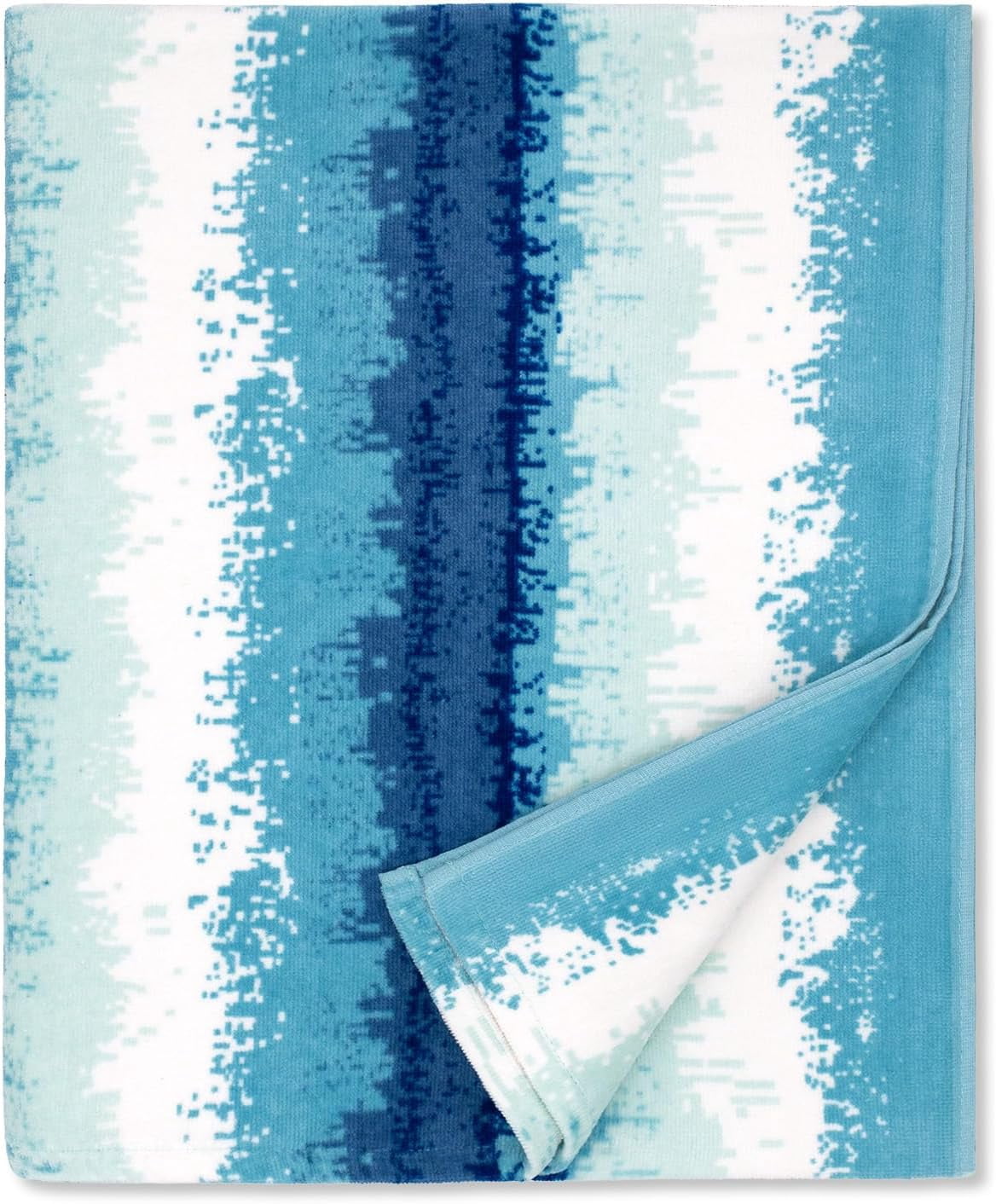 Large Beach Towel Oversized - Cotton Velour  Inch Coast Waves Camo Striped Terry Pool Towel, Soft Swimming Towel for Adults Women Men