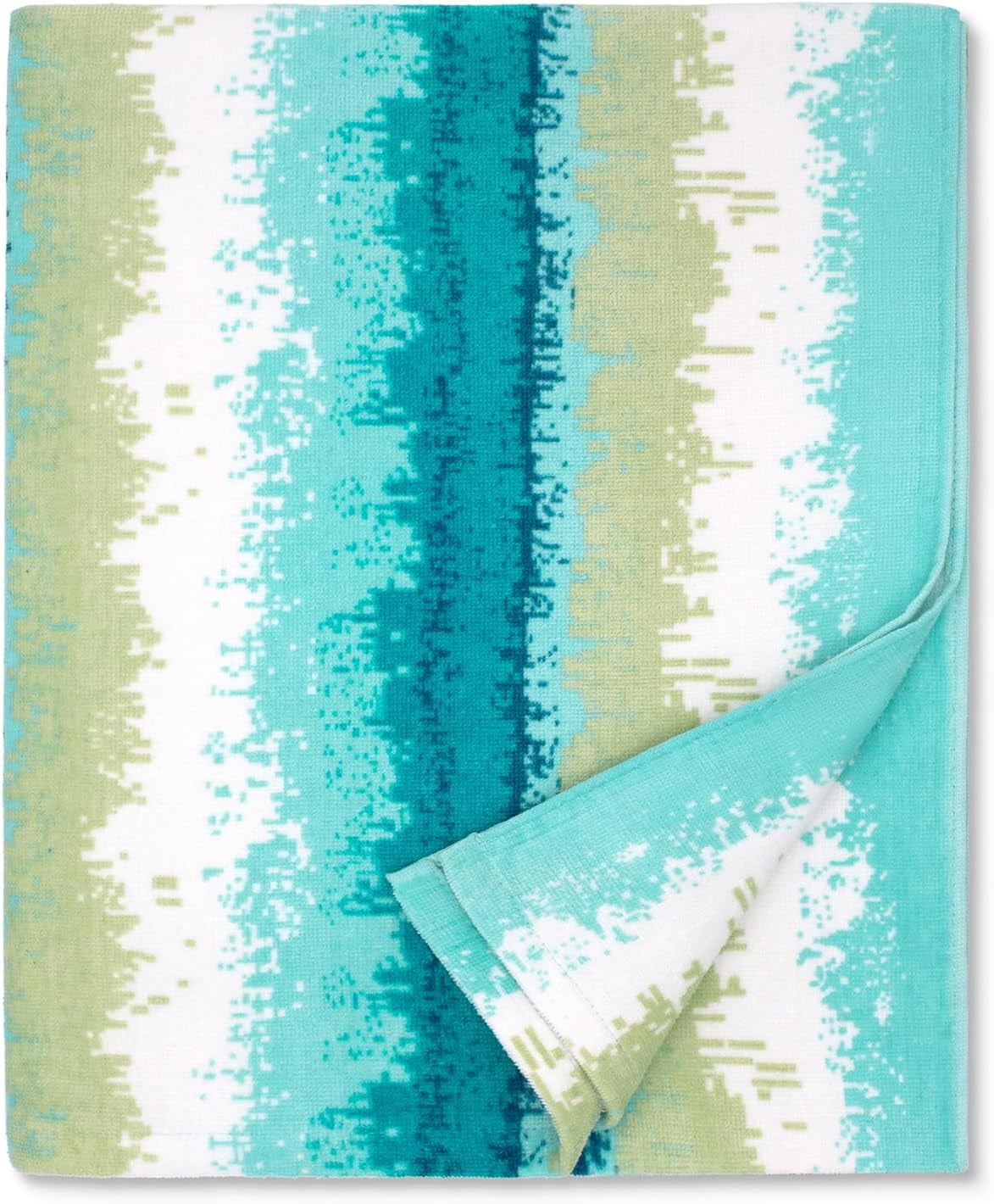 Large Beach Towel Oversized - Cotton Velour  Inch Coast Waves Camo Striped Terry Pool Towel, Soft Swimming Towel for Adults Women Men
