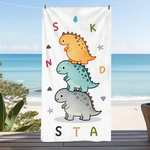 Large Beach Towel - Super Soft Microfiber, High Absorption & Quick Drying, Bright Retro Dinosaur Beach Towel Seaside Waves Seaside Scenery Summer Beach Towel Bath Towel
