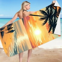 Large Beach Towels for Adults Size 59''x27.5'' Hawaiian Travel Sunbathe Beach Essentials for Women Men Tropical Printed Beach Towel Blanket Portable Sandproof Beach Mat