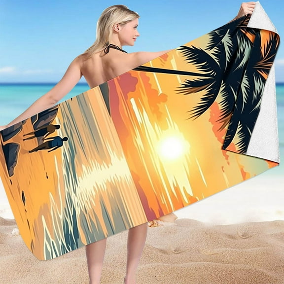 Large Beach Towels for Adults Size 59''x27.5'' Hawaiian Travel Sunbathe Beach Essentials for Women Men Tropical Printed Beach Towel Blanket Portable Sandproof Beach Mat