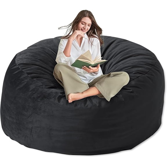 Large Bean Bag Chair for -with Memory  Filling, Bean Bags with  Soft Washable  Cover, BeanBag Sofa for  Room,  and Gaming Room -4FT, Black