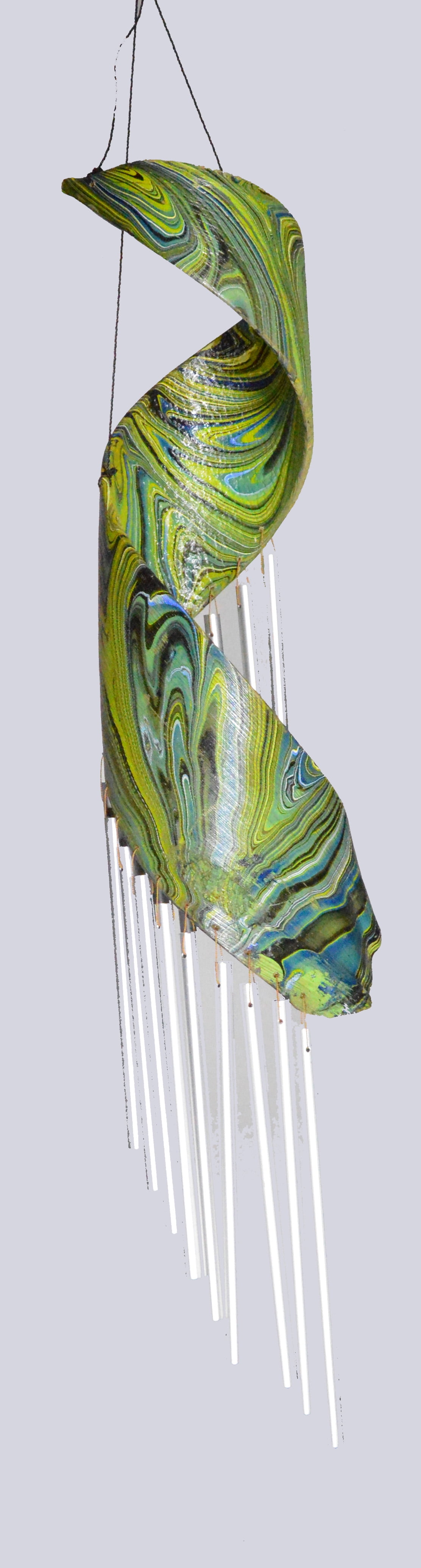 Large Beautiful Palm Tree Spiral Leaf Wind Chime with Metal Musical Sound Calming Therapy