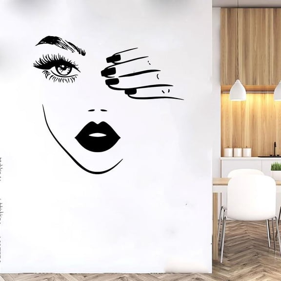 Large Beauty Salon Eyelashes Mascara Makeup Nail Wall Sticker Pretty Spa Manicure Nails Eye Wall Decal Girl Room Vinyl Home Décor 50cmx46cm