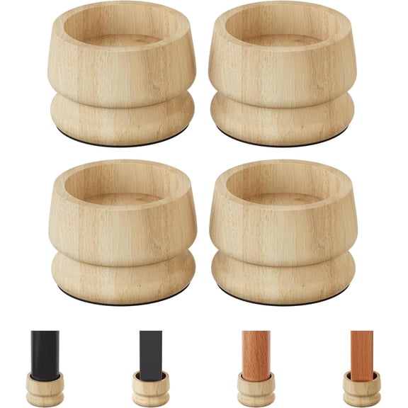 Large Bed Risers Heavy Duty, 3" H(Inner 2" H), 2200 LBS Loading Capacity, Anti-Fall Edge, 4 Pack Wooden Bed Lifts Risers with Non-Slip Pads for King Queen Twin Full Bed Frame, Original