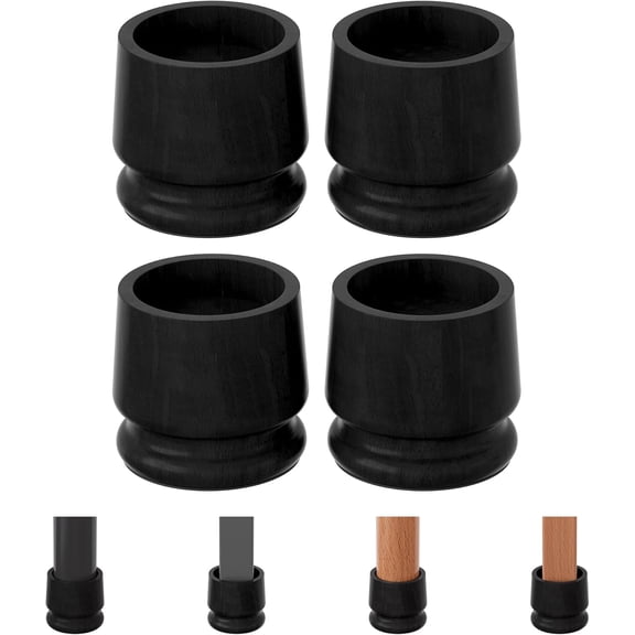 Large Bed Risers Heavy Duty, 4" H(Inner 3" H), 2200 LBS Loading Capacity, Anti-Fall Edge, 4 Pack Wooden Bed Lifts Risers with Non-Slip Pads for King Queen Twin Full Bed Frame, Black