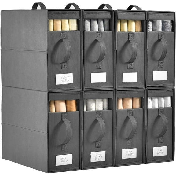 Large Bed Sheet Organizers and Storage,8 Pack Linen Closet Organizers and Storage, Foldable Bedding Storage for Bedsheets