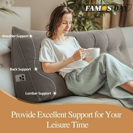 Rounuo Large Headboard Wedge Reading Pillow Backrest Bed Chairs Back Support for Sitting Up in Bed Large Daybed Bolster Back Rests Cushion Body Positioning Bedrest Corduroy Cover Queen Coffee Walmart....