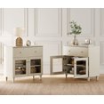 thumbnail image 1 of Large Bedroom Nightstands with Glass Doors - Set of 2, Bedside Table with Drawer, Shelf and Cable Management, Beige, 1 of 8