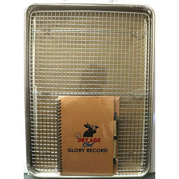 Large Beef Rack, Dry Aging Pan, and Glory Record Book by Dry Age Chef - Perfect for Dry Aging Steak at Home!