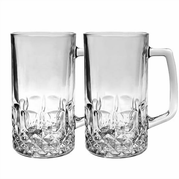 Large Beer Mug (20 oz, Set of 2) Crystal Glass German Mugs for Freezer, Durable Stein With Handles - Dishwasher and Freezer Safe, Gifts for Men