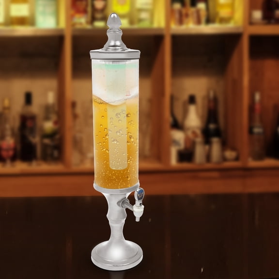 Large Beer Tower Dispenser 3L Cylinder Shape Drink Beverage Tower Dispenser Gold