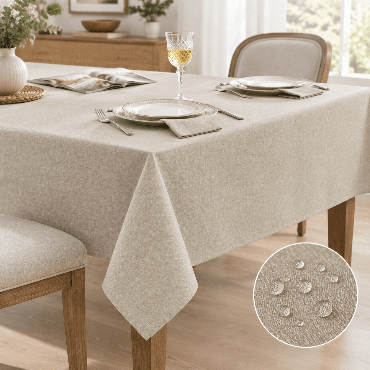 Large Rectangular Bag Large Beige Tablecloths Rectangular 144 X 60 Inch Linen Textured Table ...