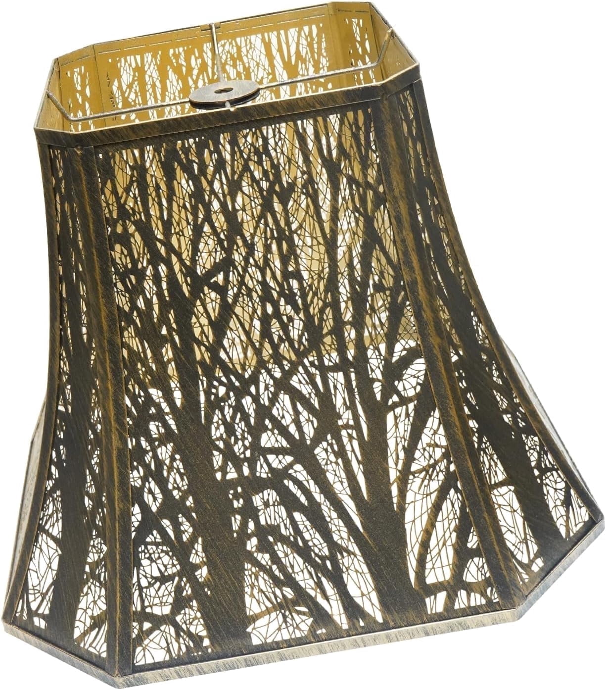 Large Bell Lamp Shades For Floor Lamp,SWAIFDEE Metal Square Lampshade For Table Lamps with Tree Pattern 8x14x11"H Spider Bronze Lamp Cover