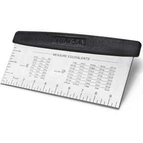 HULISEN 10-inch Stainless Steel Bench Scraper with Measuring Scale for Baking and Dough
