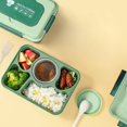 thumbnail image 1 of Large Bento Lunch Box 1600ML | 5-Compartment Leakproof Lunch Container | Microwave Dishwasher Safe | Reusable Bento Set with Spoon & Chopsticks | Food Grade PP | Navy or Green | Portable, 1 of 8