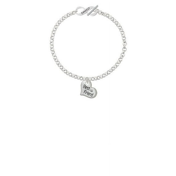Large ''Best Friend'' Heart Family Infinity Toggle Chain Bracelet