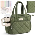 thumbnail image 1 of Large Bible Tote Bags with Bible Cover Case for Women, Church Bag with Shoulder Strap, Puffy Quilted Carrying Case for Bible Study Supplies, Christian Gift for Women (Green), 1 of 10
