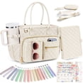 thumbnail image 1 of Large Bible Tote Bags with Bible Cover Case for Women, Quilted Carrying Case with Handles Shoulder Strap, Bible Study Supplies Accessories Christian Gifts for Women (Beige), 1 of 9