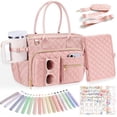 thumbnail image 1 of Large Bible Tote Bags with Bible Cover Case for Women, Quilted Carrying Case with Handles Shoulder Strap, Bible Study Supplies Accessories Christian Gifts for Women (Pink), 1 of 9