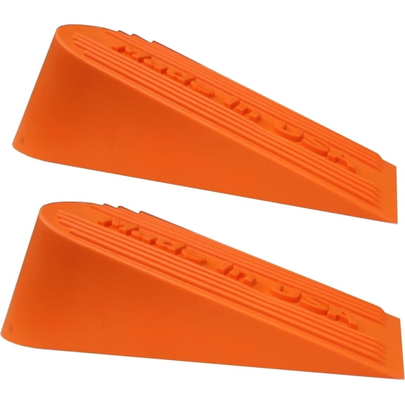 Large Big Rubber Door Stopper Made In USA - Door Stop Wedge for Carpet, Tile, Concret Floor - Door Stoppers for Bottom of Door -Tall Heavy Duty for Commercial & Home- 6.5 x 2.75 x 1.9 In. Orange 2PK