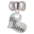 thumbnail image 1 of Large ''Big Sister'' Heart with Clear Crystal - Bow Charm Bead, 1 of 1