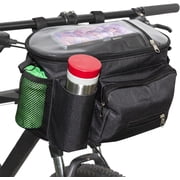 Large Bike Handlebar Bag, Large Bicycle Front Storage Pouch Bag, 12.6 inch Transparent Pouch with Shoulder Strap