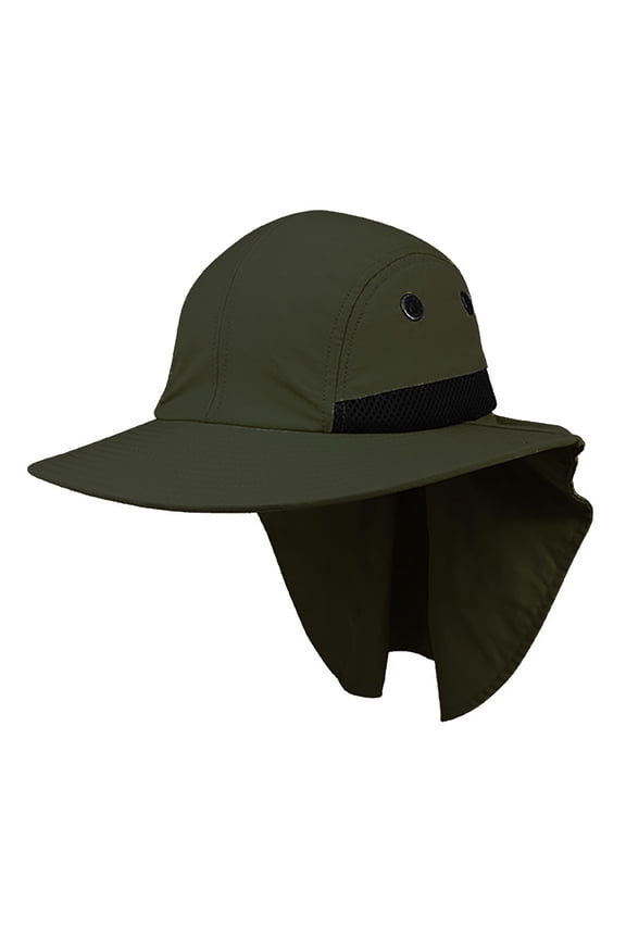 Large Bill Microfiber Sun Cap - Olive