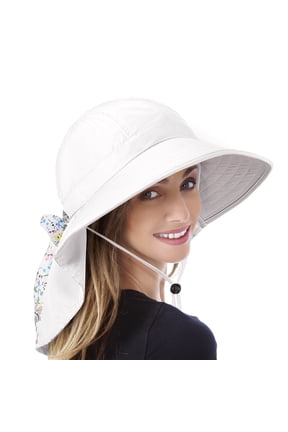 Large Bill Neck Flap Women Hat UPF 50+ Wide Brim UV Protection With Ribbon Adjusta Drawstring Tan
