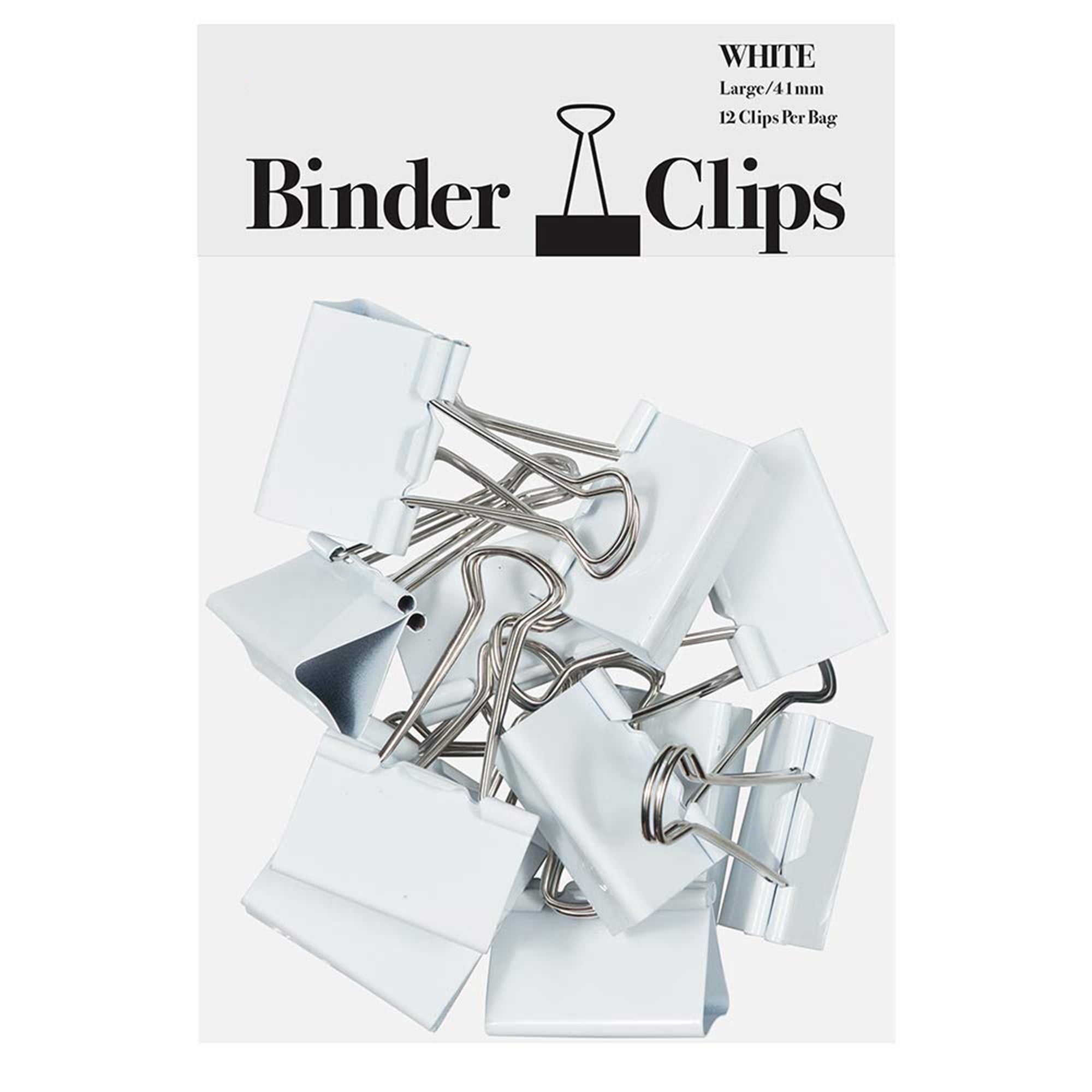 Large Binder Clips 1.6 Inch 41mm, White Office Supplies, 12 Pack Heavy Duty Paper Clips for Home Office Organization, White