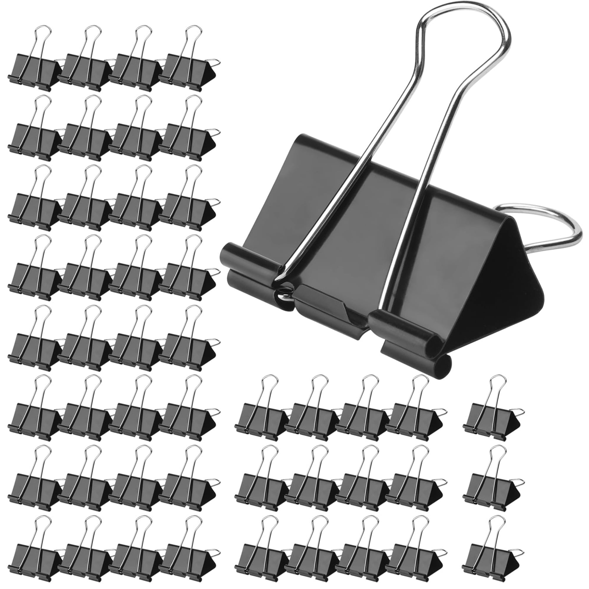 Large Binder Clips 1.6 Inch 48 Pack, Heavy Duty Black Paper Clamps for Office Documents, Supplies, Home Organization, Securing Chips Bags, Black