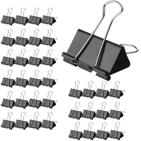 Large Binder Clips 1.6 inch (36 Pack), Big Paper Clips Clamps for Office and Home Supplies, Black