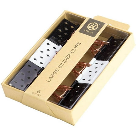 Large Binder Clips 6/Pkg-Black & White